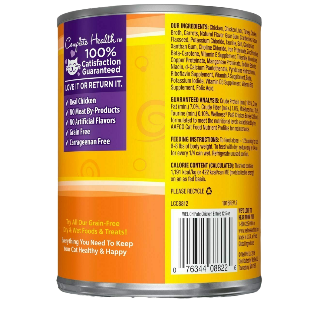 Wellness Complete Health Natural Grain Free Wet Canned Cat Food, Chicken image number null