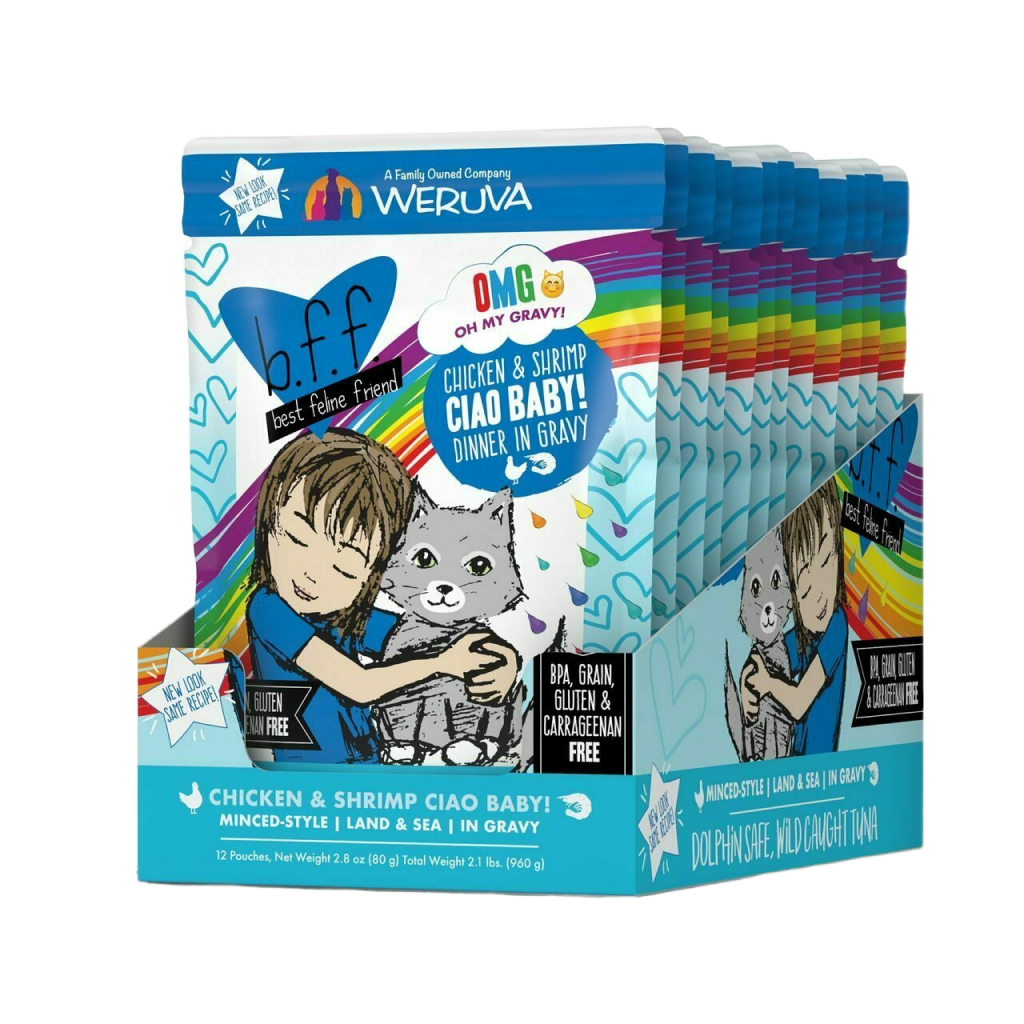 B.F.F. Omg - Best Feline Friend Oh My Gravy!, Ciao Baby! With Chicken & Shirmp In Gravy Cat Food By Weruva, 2.8-oz Pouch image number null
