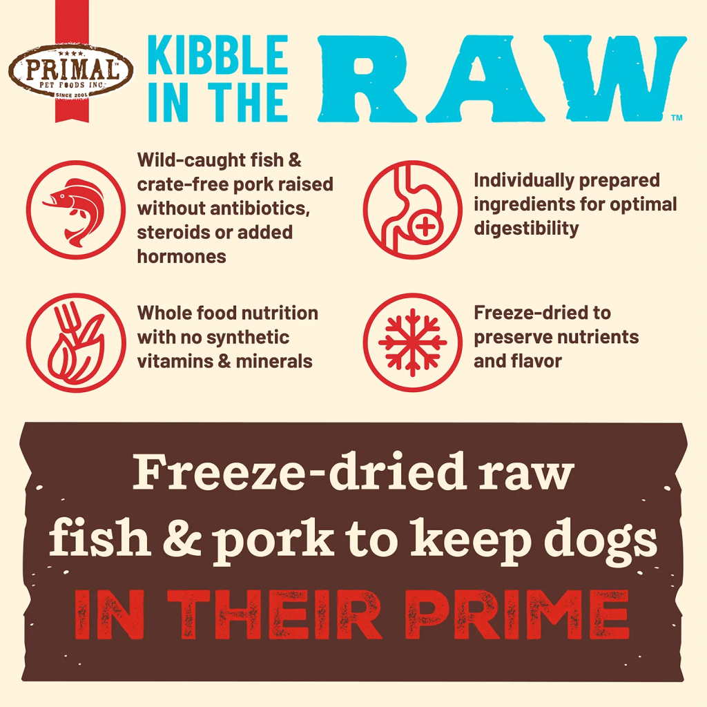 Primal Canine Fish & Pork Recipe Kibble in the Raw, 1.5-lb image number null