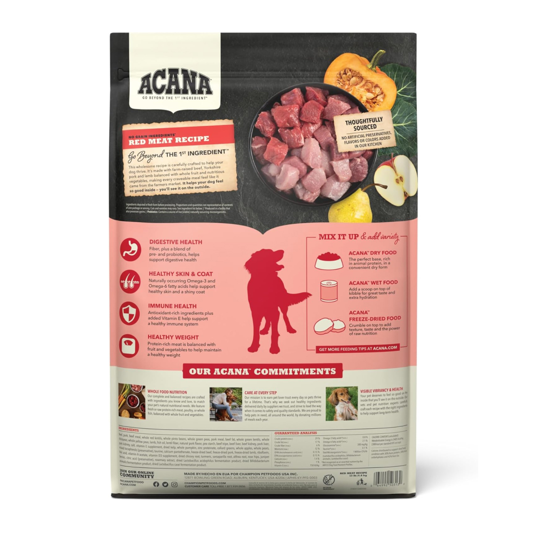 Acana Red Meat Recipe Grain-Free Dog Food, 13-lb image number null