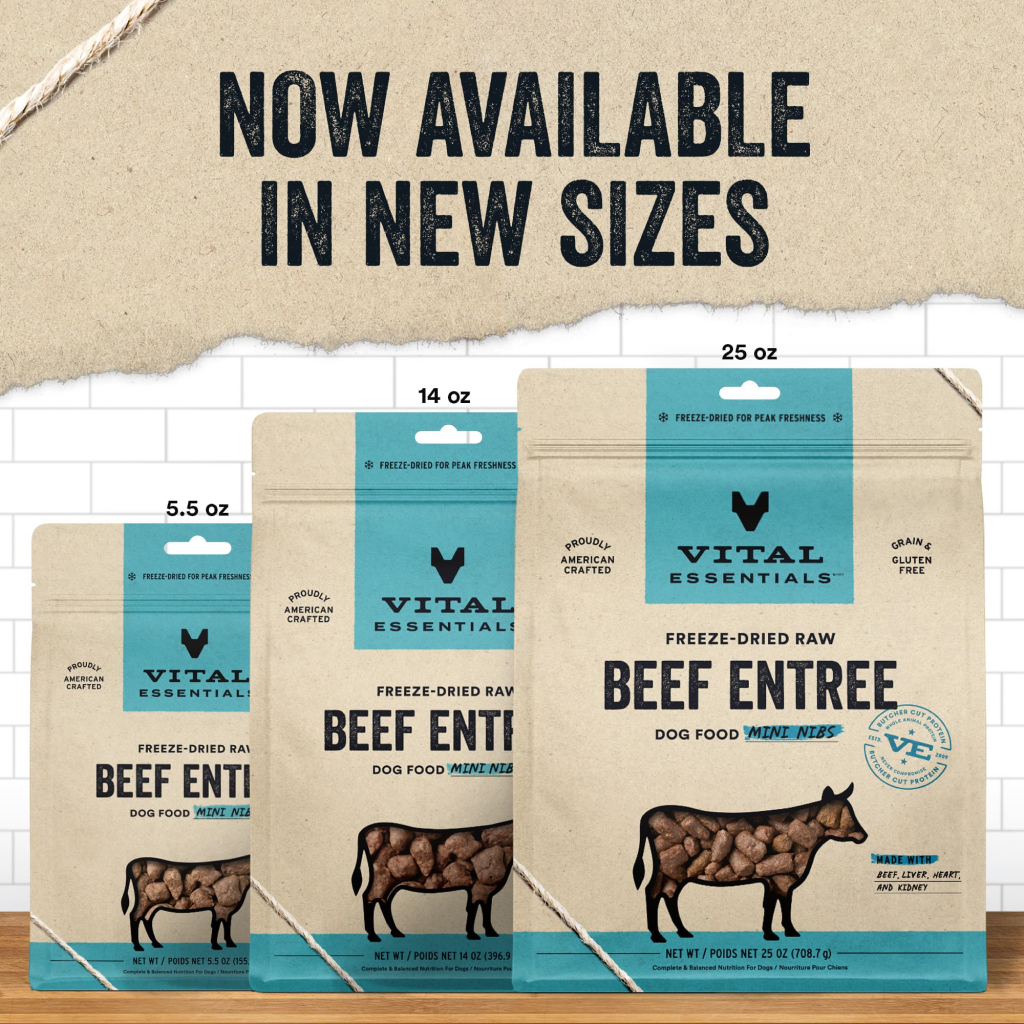 Vital Essentials Freeze-Dried Beef Mini-Nibs Dog Entree, 5.5-oz image number null
