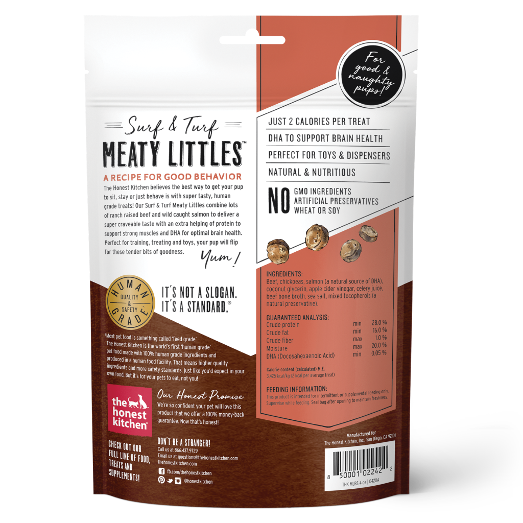 The Honest Kitchen Surf & Turf Meaty Littles: Beef & Salmon Recipe, 4-oz Bag image number null