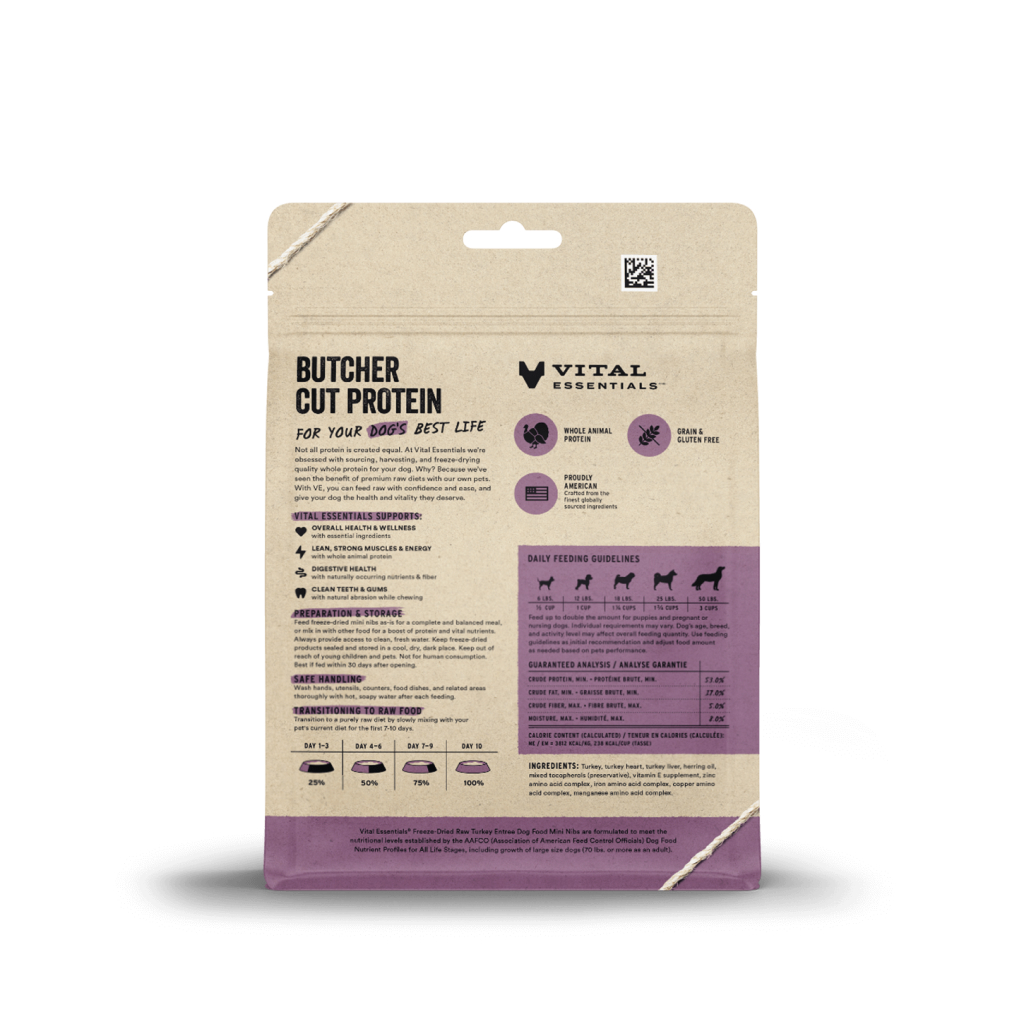Vital Essentials Freeze-Dried Turkey Mini-Nibs Dog Entree, 14-oz image number null