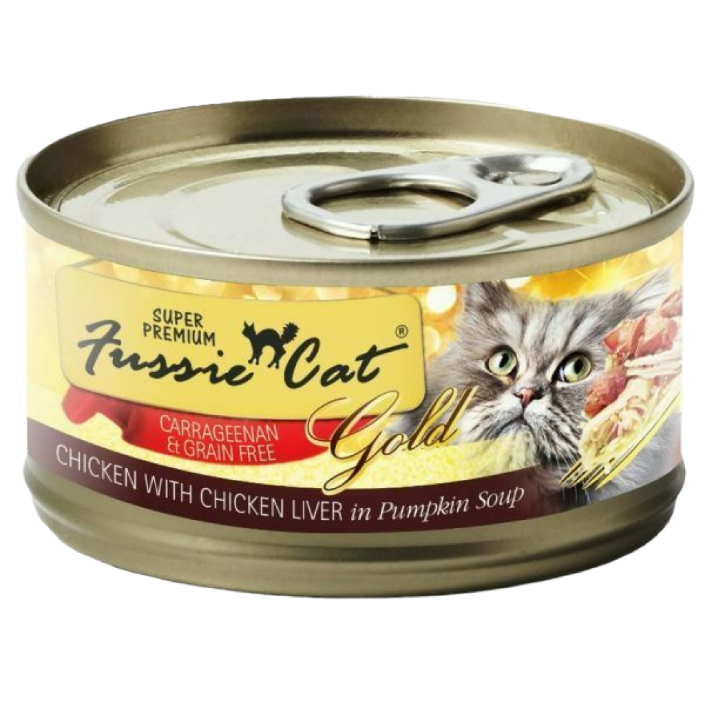 Fussie Cat Super Premium Grain Free Chicken With Chicken Liver In Pumpkin Soup Canned Cat Food 2.82-oz image number null