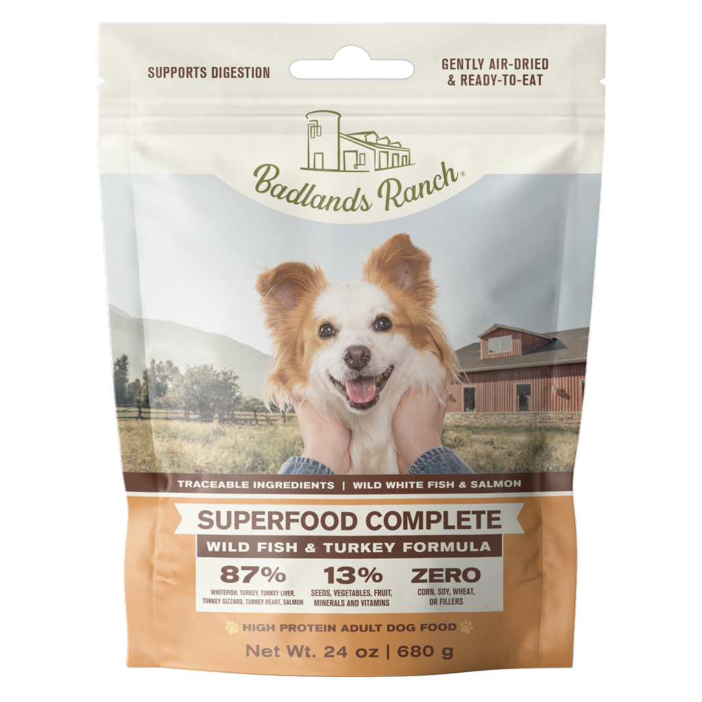 Badlands Ranch Air- Dried Grain- Free Superfood Complete Wild Fish and Turkey Formula, 24-oz image number null