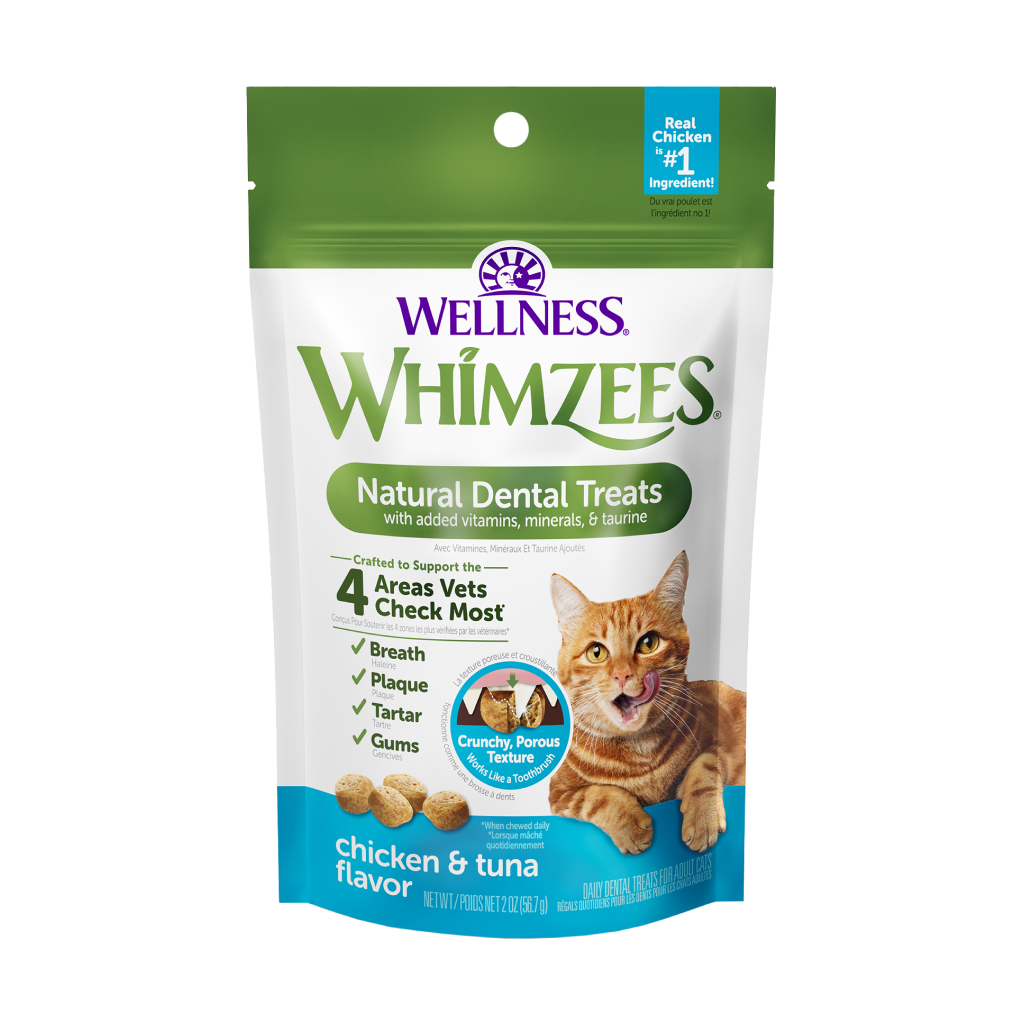 WHIMZEES Cat Natural Dental Treat Bag - Chicken & Tuna Flavor, 2-oz image number null