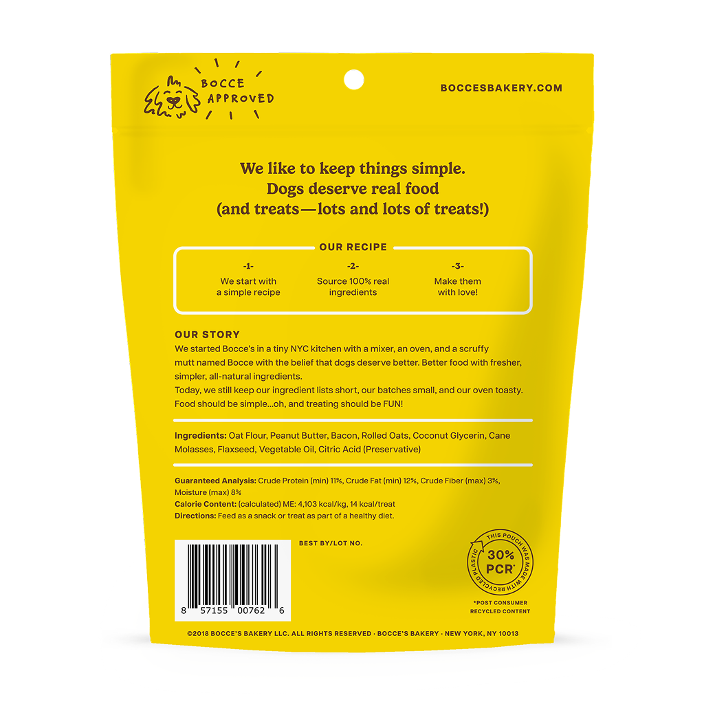 Bocce's Bakery Bac'n Nutty Soft & Chewy Dog Treats, 6-oz image number null