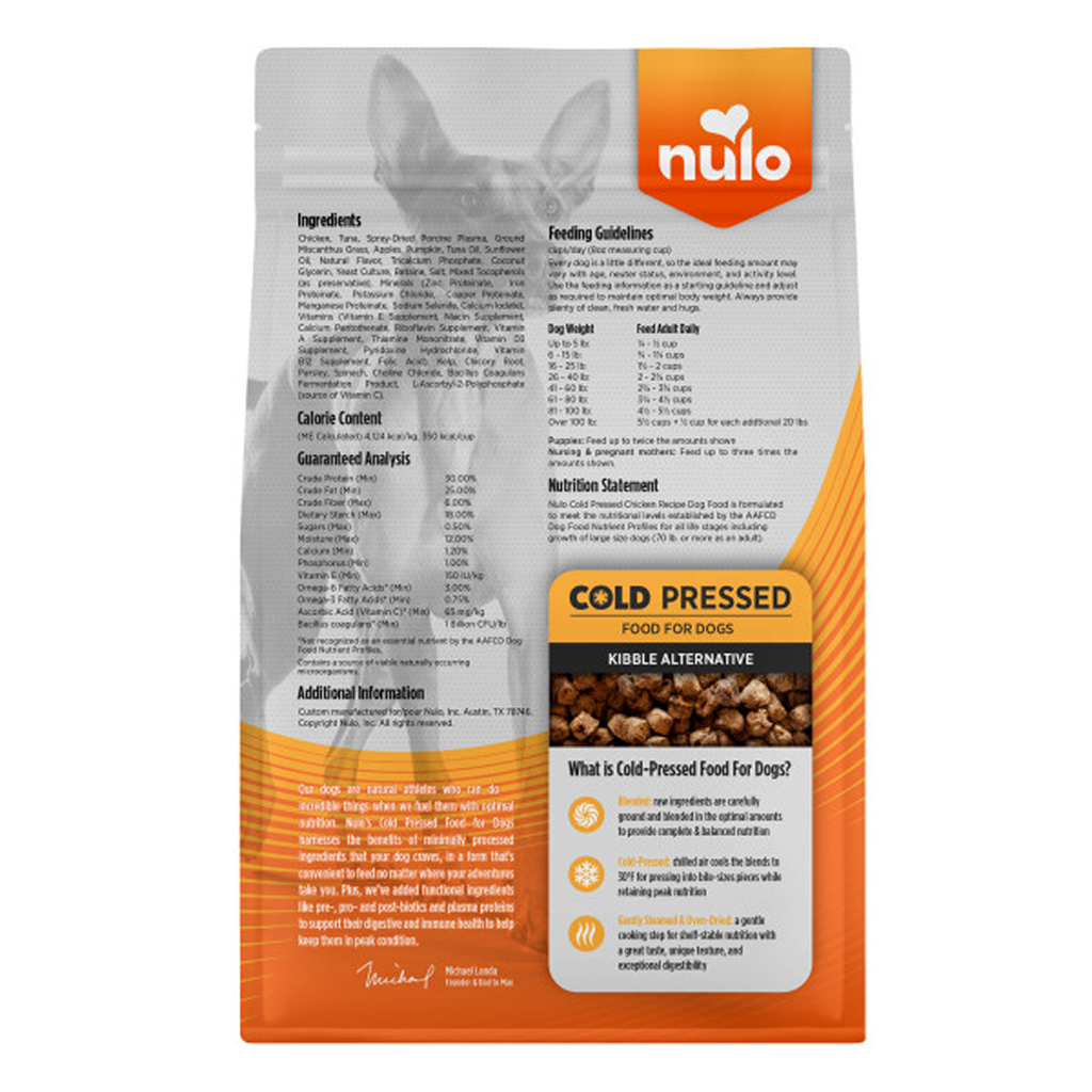 Nulo Cold Pressed Chicken Recipe Grain-Free Puppy & Adult Dry Dog Food, 4LB Bag image number null