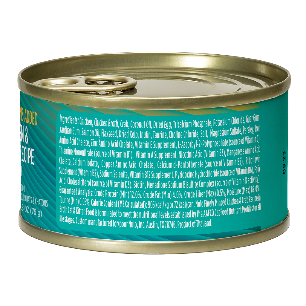 Nulo Finely Cat Minced Chicken & Crab Cans 2.8-oz image number null