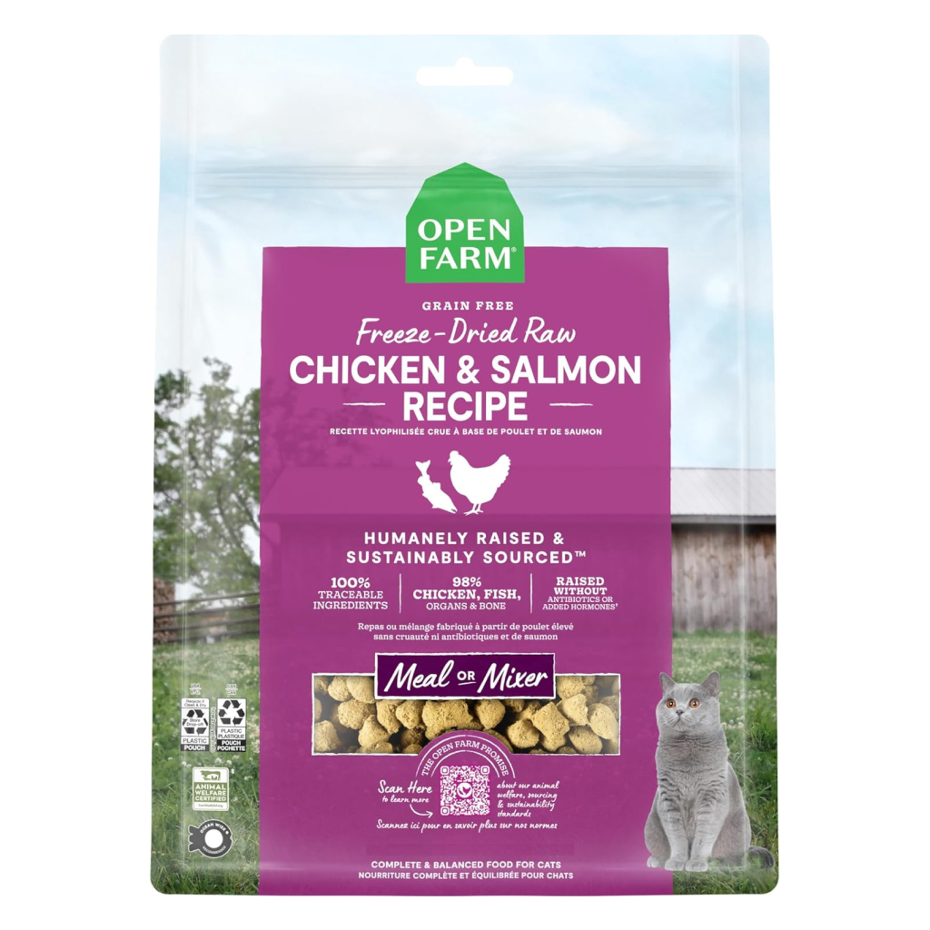 Open Farm Chicken & Salmon Freeze Dried Raw Cat Food, 9-oz image number null