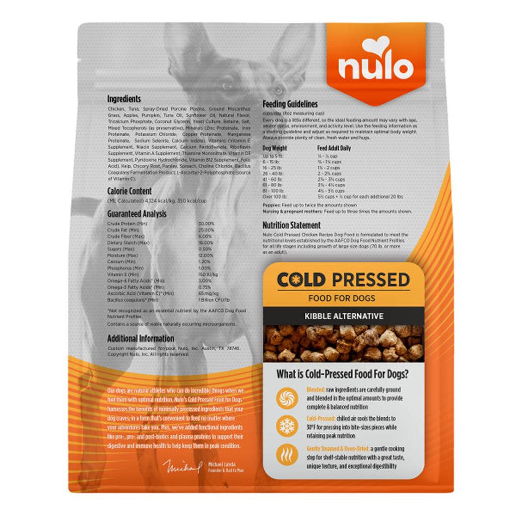 Nulo Cold Pressed Chicken Recipe Grain-Free Puppy & Adult Dry Dog Food, 2.2LB Bag image number null
