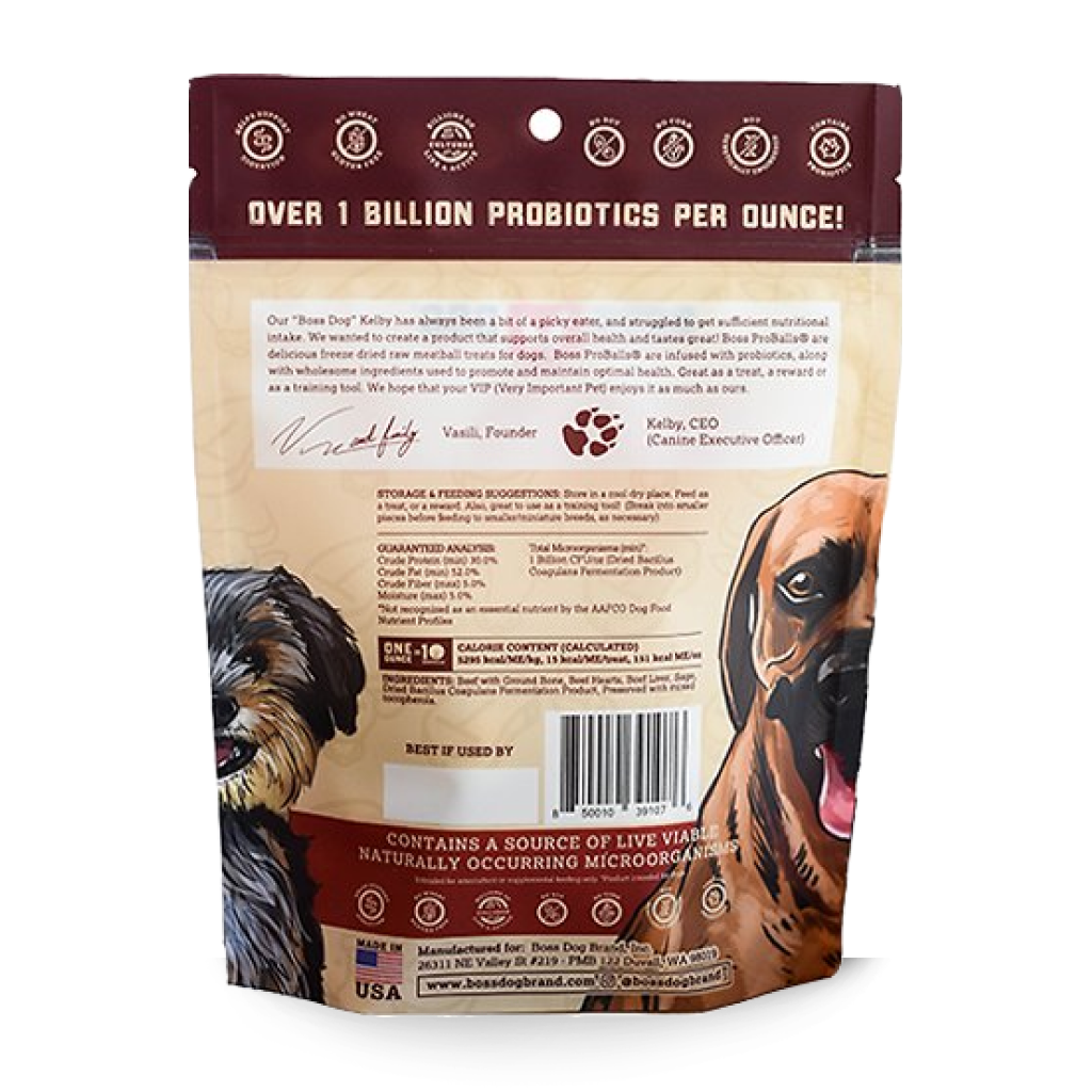 Boss Proballs Freeze Dried Raw Meatball Treat For Dogs- Boss Dog Brand Beef 6/3-oz Pouch (85G) image number null