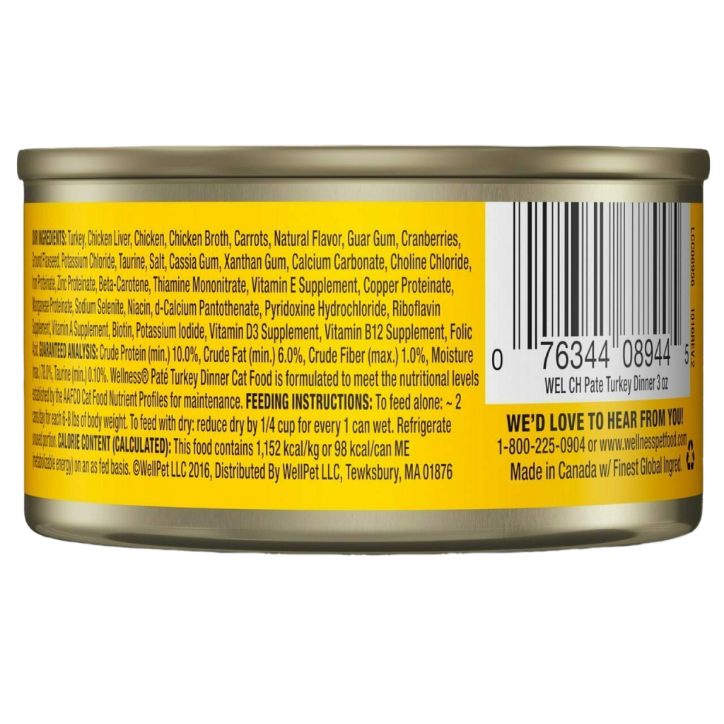 Wellness Complete Health Natural Grain Free Wet Canned Cat Food, Turkey image number null