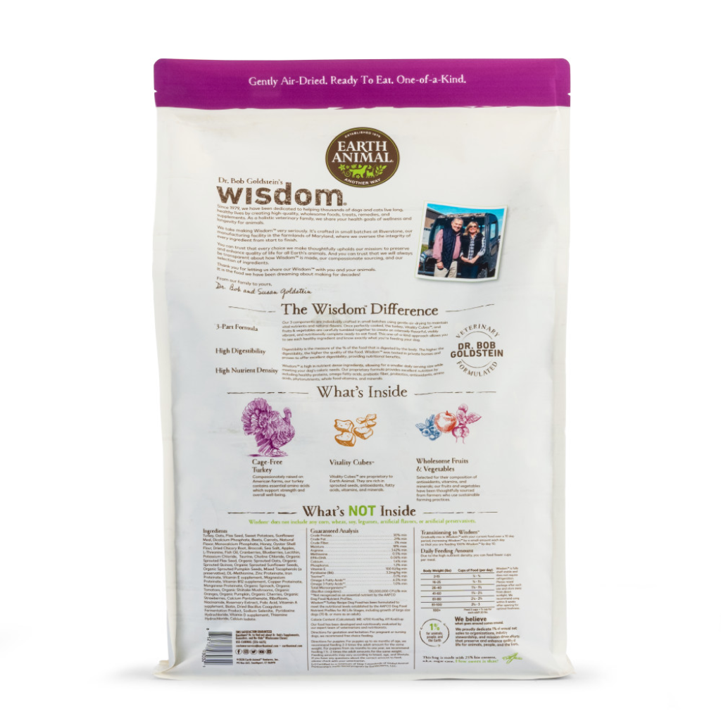 Earth Animal Wisdom Turkey Air-Dried Dog Food, 10-lb Bag image number null