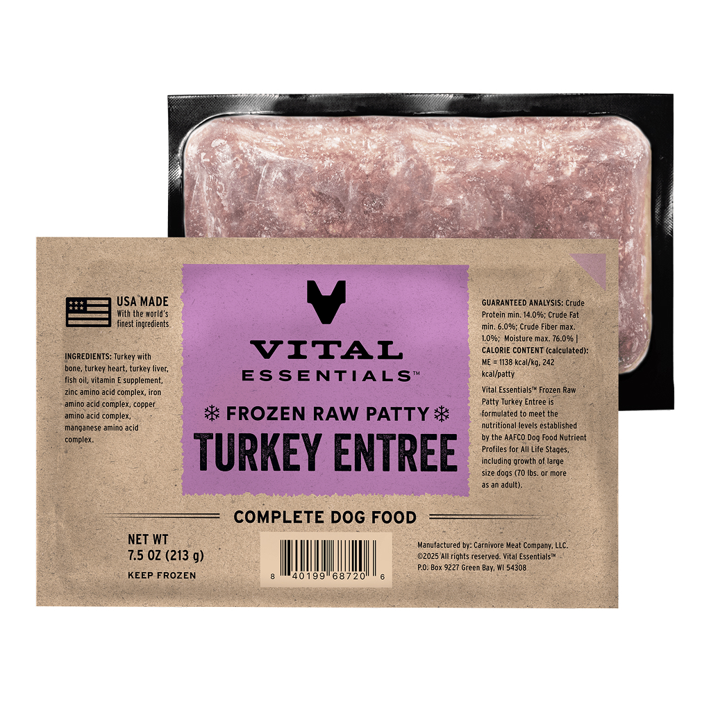 Vital Essentials Frozen Raw Turkey Entree Dog Food Patties, 11.25-lbs Bulk image number null