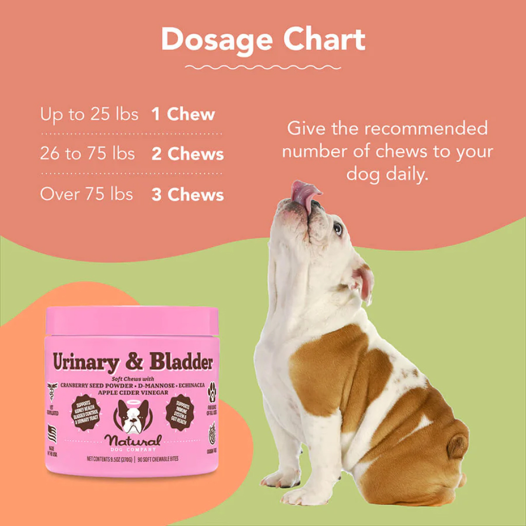 Natural Dog Company Urinary and Bladder Chews, 90 count feeding instructions image number null