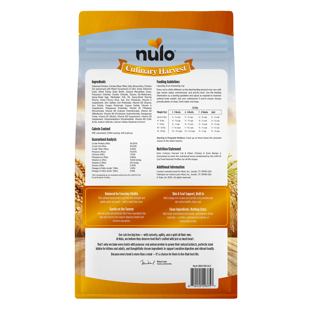 Nulo Cat Culinary Harvest Chicken & Duck Dry food, 10-lb image number null