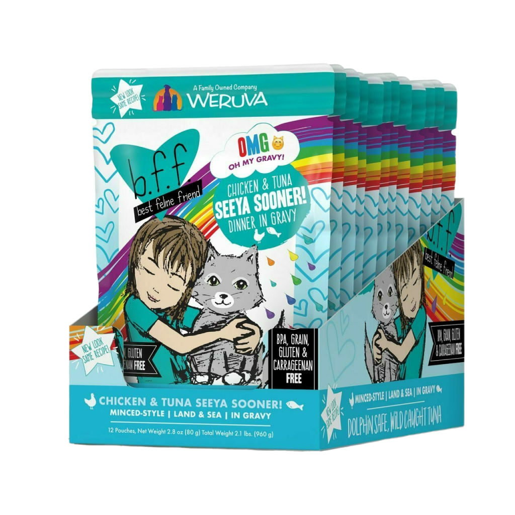 B.F.F. Omg - Best Feline Friend Oh My Gravy!, Seeya Sooner! With Chicken & Tuna In Gravy Cat Food By Weruva, 2.8-oz Pouch image number null