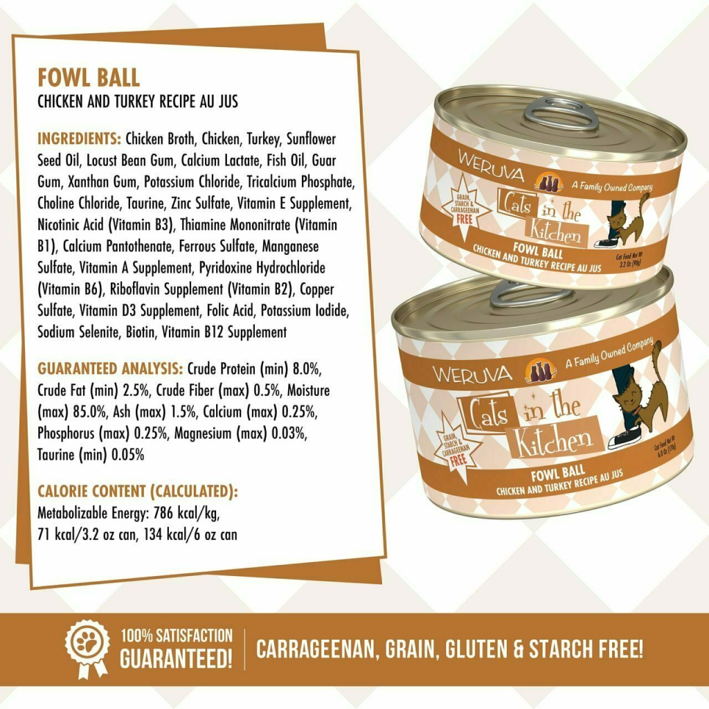Weruva Cats In The Kitchen, Fowl Ball With Chicken & Turkey Au Jus Cat Food image number null