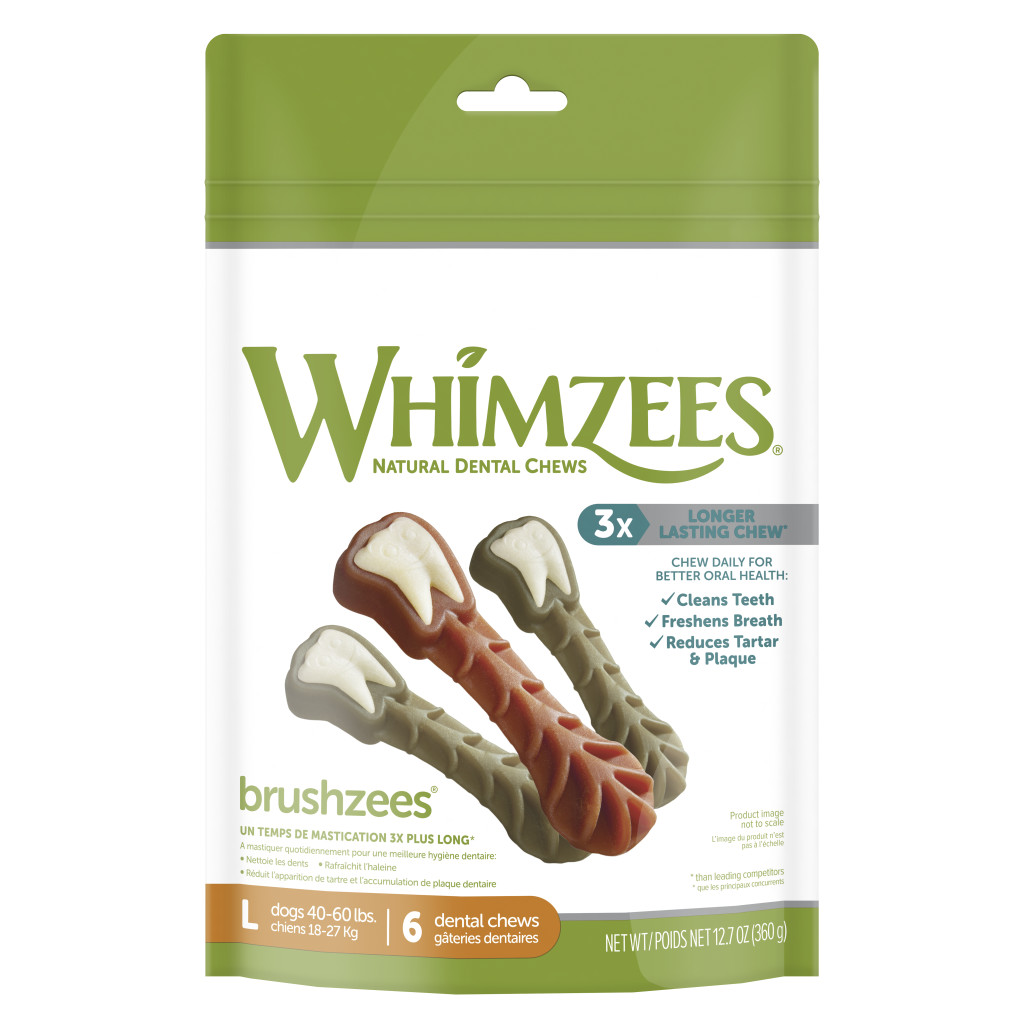 Whimzees Dog Brushzees Natural Dental Chews, Large image number null