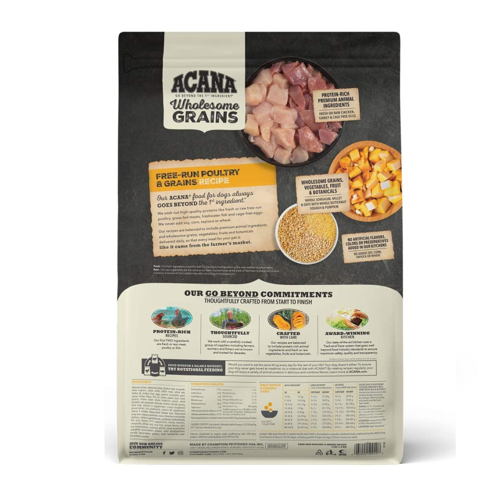 ACANA Wholesome Grains Free-Run Poultry + Grains, 4-lb image number null