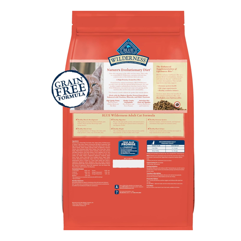 Blue Buffalo Wilderness Grain-Free High-Protein Chicken Indoor Hairball & Weight Control Adult Dry Cat Food, 5-lb image number null