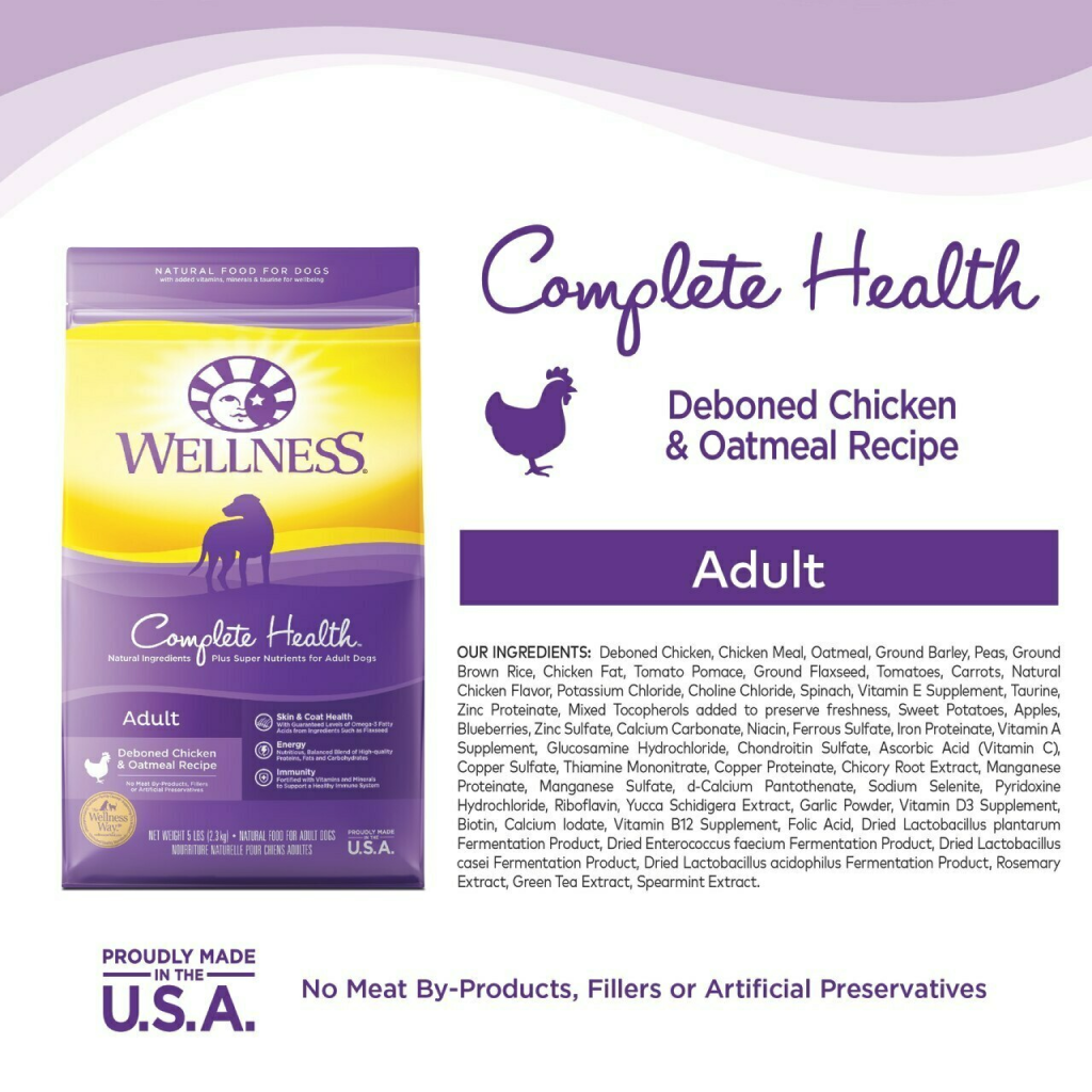 Wellness Complete Health Natural Dry Dog Food, Chicken & Oatmeal image number null