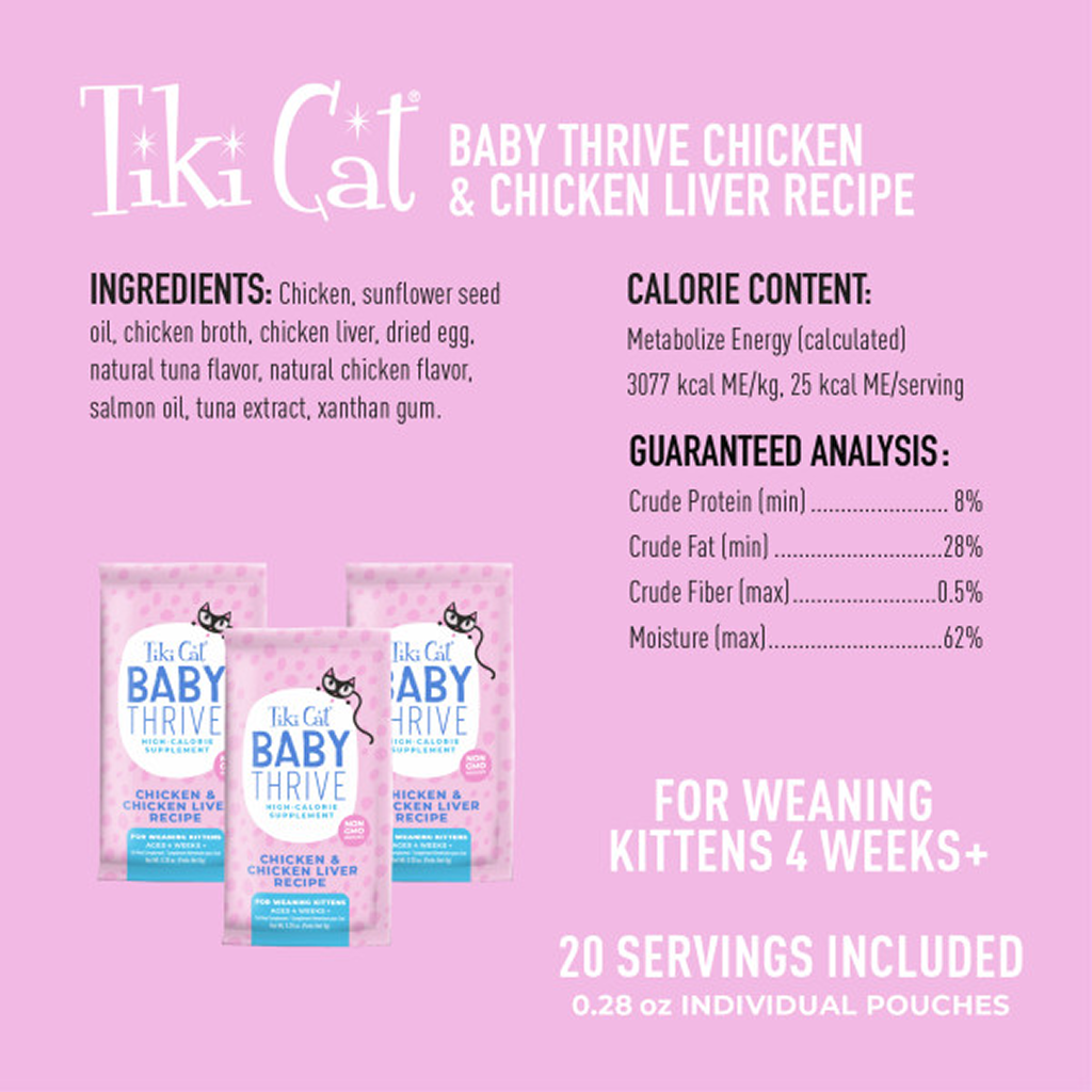 Tiki Cat Baby Thrive Wet Cat Food Chicken & Chicken Liver Pouch, 5.6-oz image number null