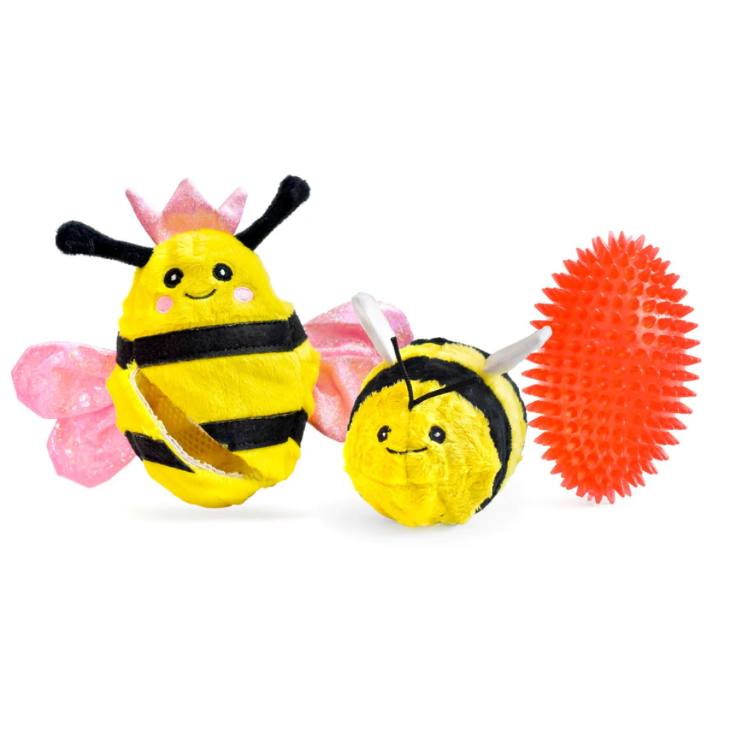 Patchwork Pet Prickles Queen Bee with Bumblebee Dog Toy, 6-in image number null