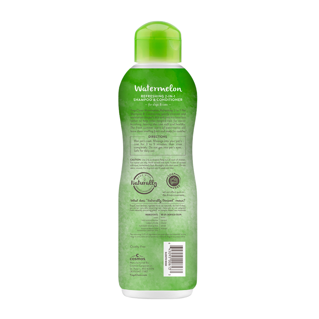 TropiClean Watermelon Refreshing 2-in-1 Shampoo and Conditioner for Dogs, 20oz image number null