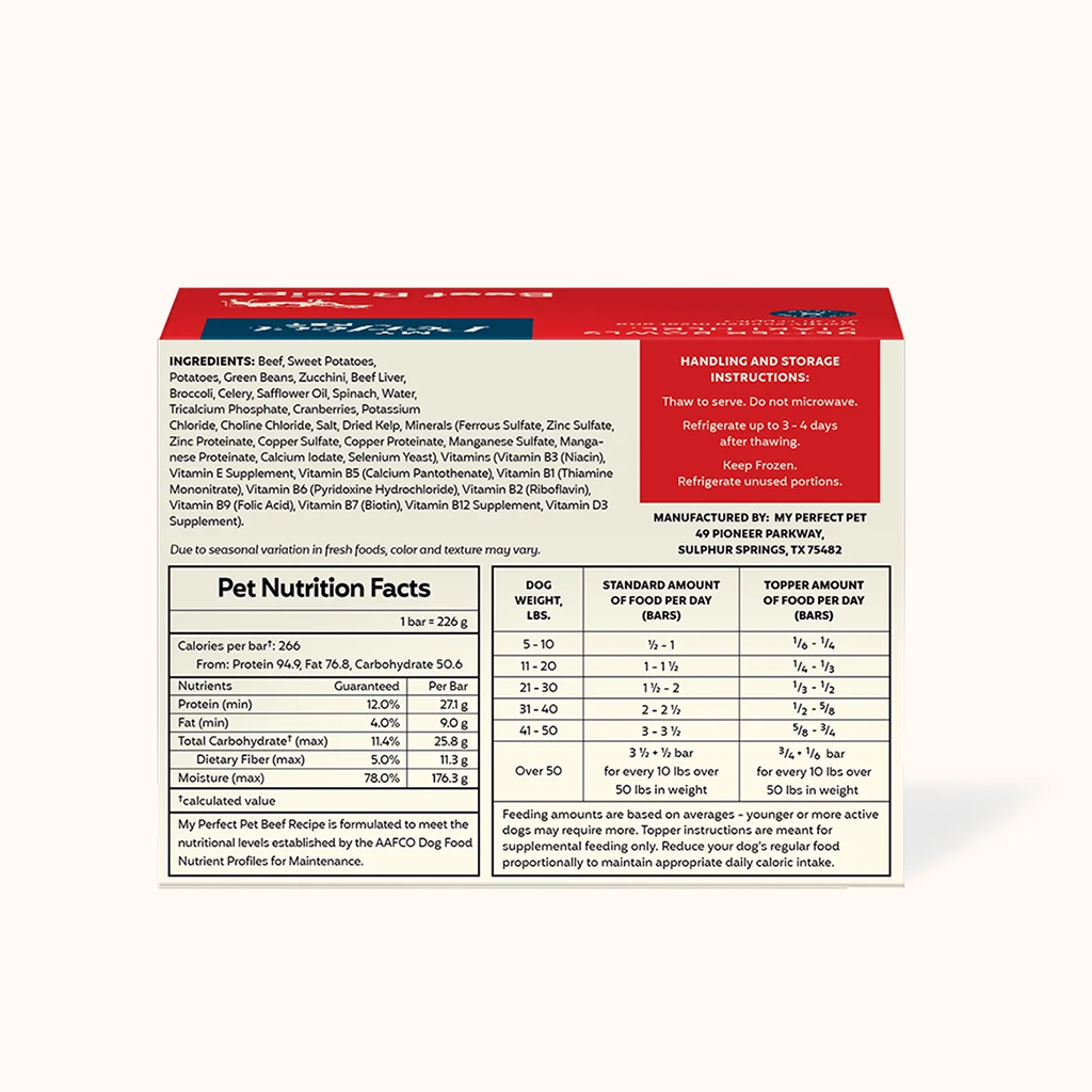 FROZEN My Perfect Pet Knight's Beef & Vegetable Gently Cooked Dog Food (8-pack), 4-lb image number null