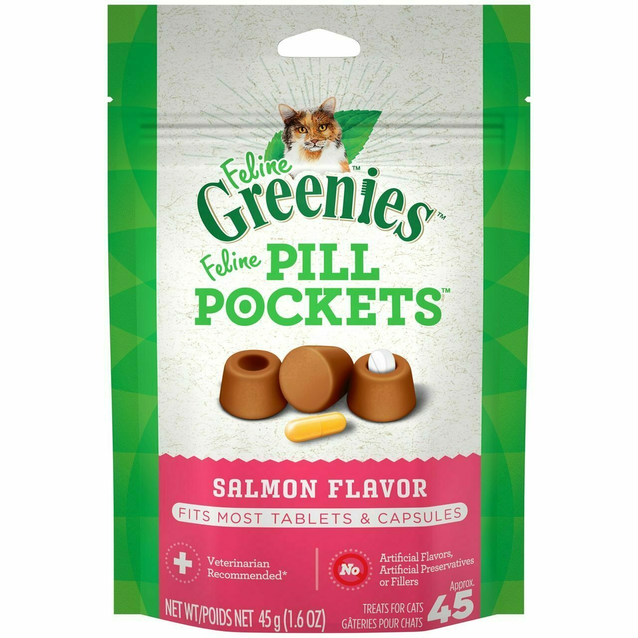 Greenies - Pill Pockets Cat Capsule Adult Pill Compliance Salmon Soft Treat 1.6-oz image number null