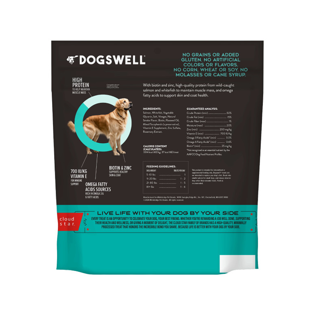 Dogswell Skin & Coat Jerky Dog Treats Salmon, 18-oz image number null