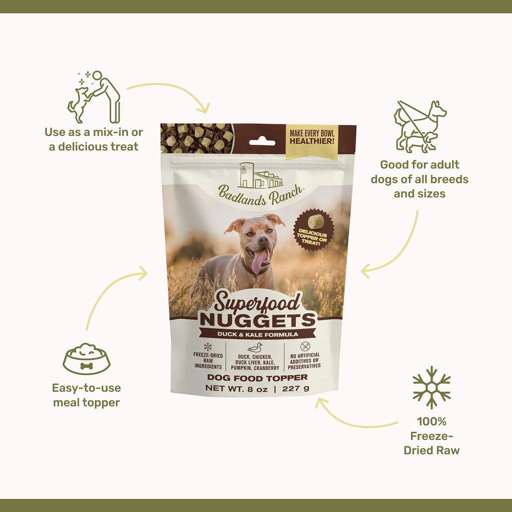 Badlands Ranch Air- Dried Grain- Free Superfood Nuggets Duck and Kale, 8-oz image number null