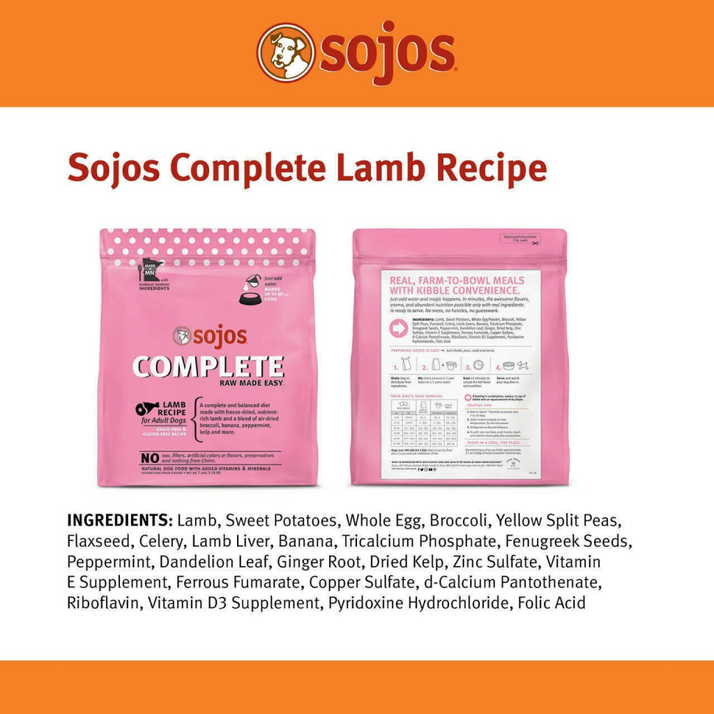 Sojos Complete Adult Dog Food - Lamb, 1.75-lb image number null