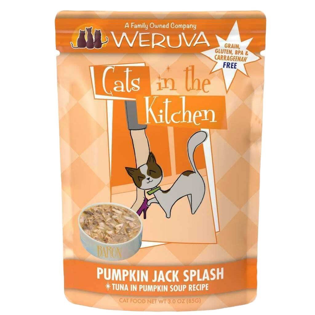 Weruva Cats In The Kitchen, Pumpkin Jack Splash With Tuna In Pumpkin Soup Cat Food, 3-oz Pouch image number null