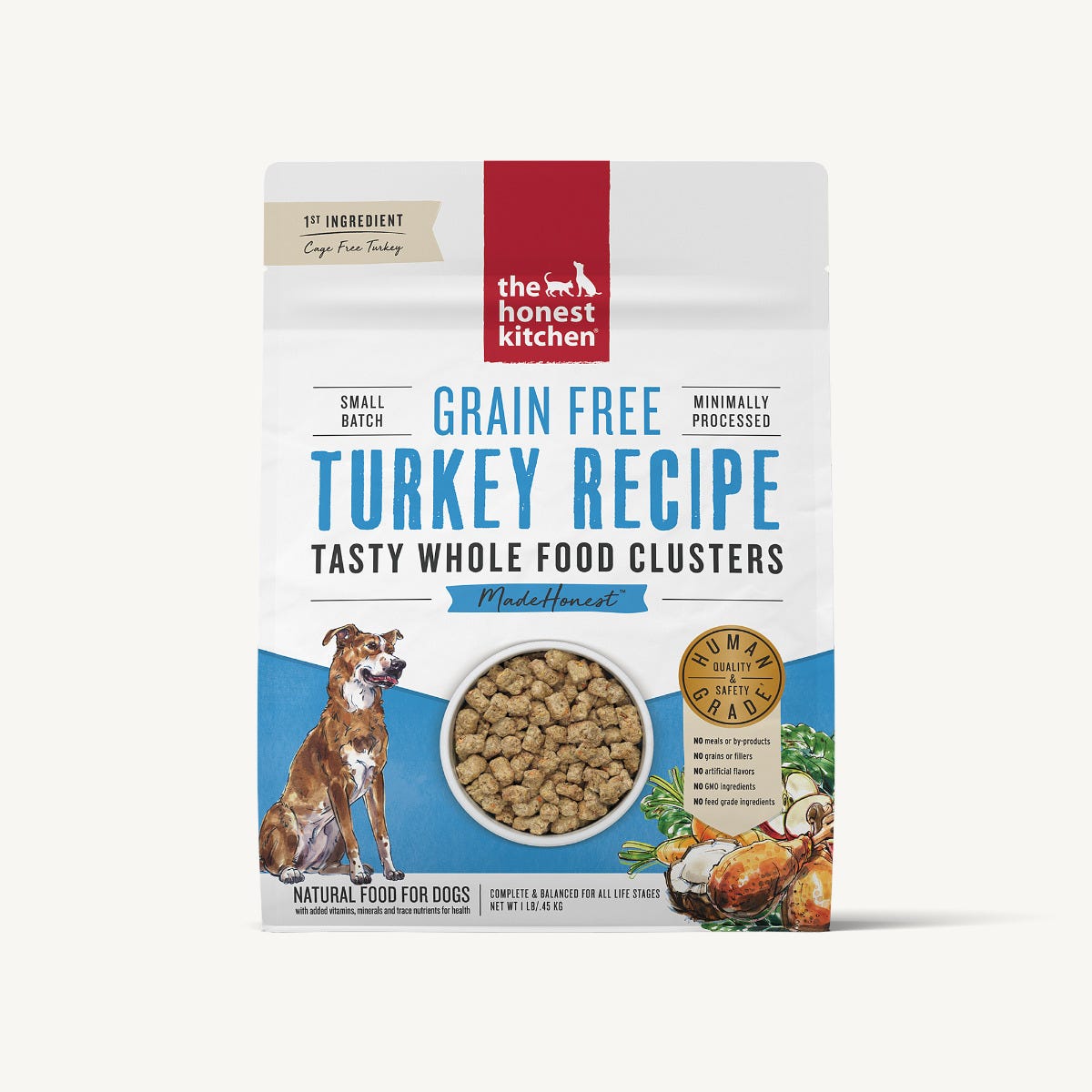 The Honest Kitchen Grain Free Turkey Whole Food Clusters Dog Food, 1-lb image number null