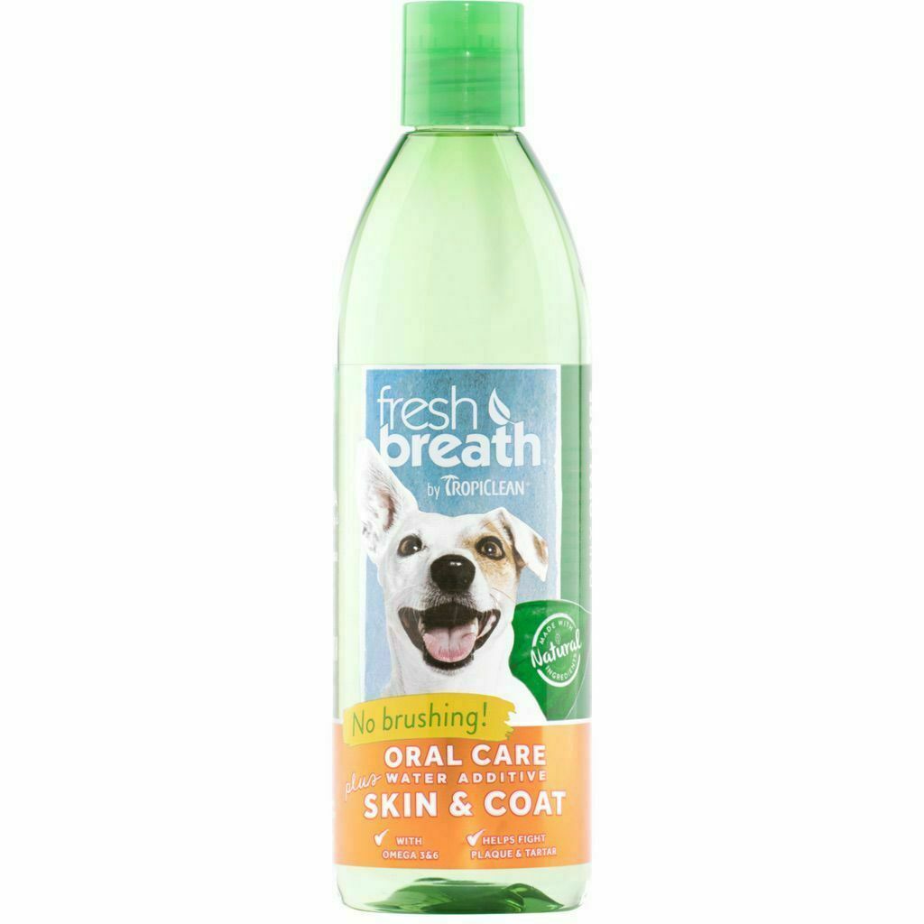 Fresh Breath By Tropiclean Oral Care Water Additive Plus Skin & Coat For Pets, 16-oz - Made In USA image number null