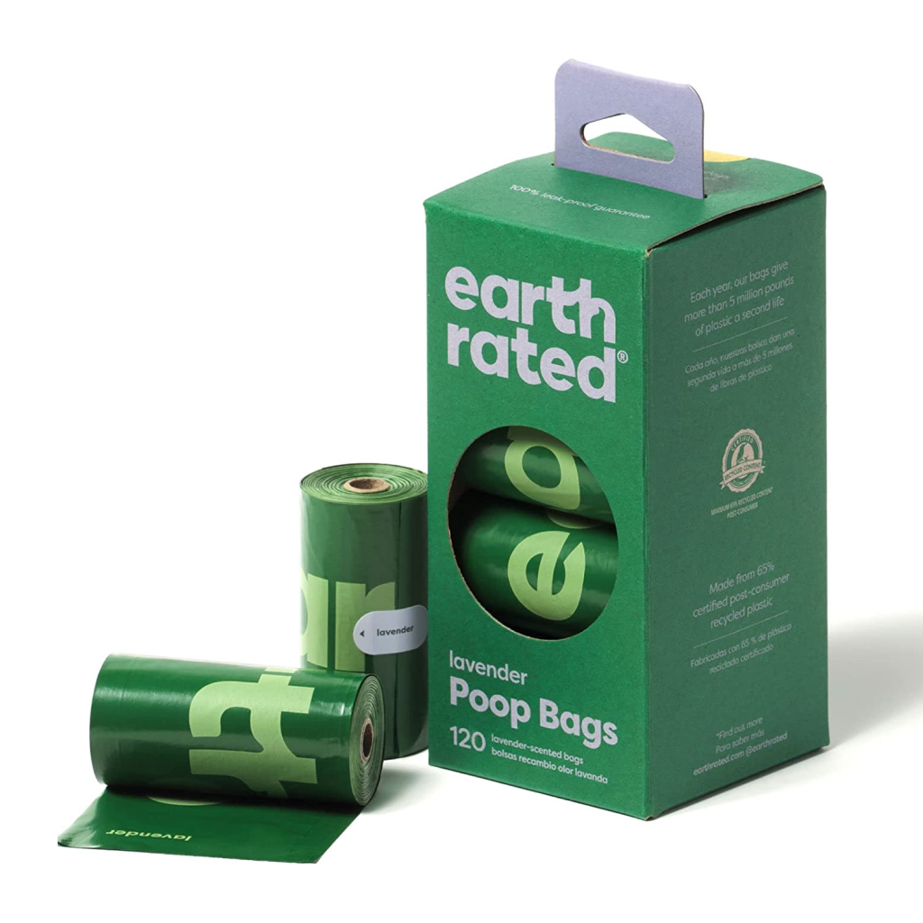 Earth Rated Dog Waste Bags, Extra Thick and Strong Poop Bags, Guaranteed Leak-proof, Lavender-scented, 15 Bags Per Roll image number null