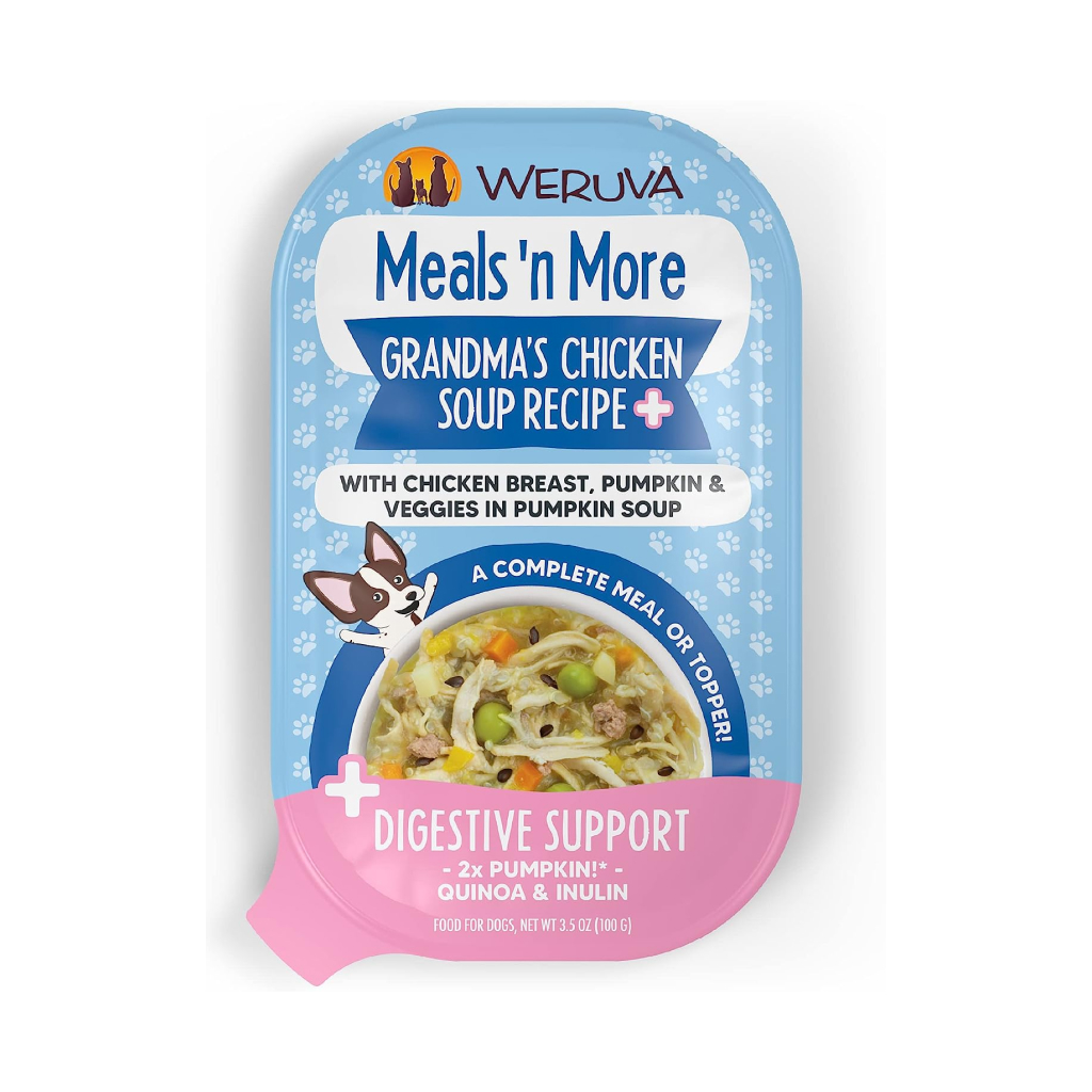 Weruva Meals 'n More Grandma's Chicken Soup Recipe Plus Digestive Support Wet Dog Food Cup, 3.5-oz image number null