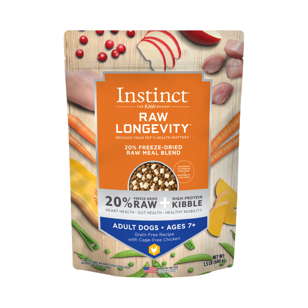 Instinct Raw Longevity Freeze-Dried Raw Meal Blend Grain-Free Recipe With Cage-Free Chicken For Adult Dogs Ages 7+ image number null