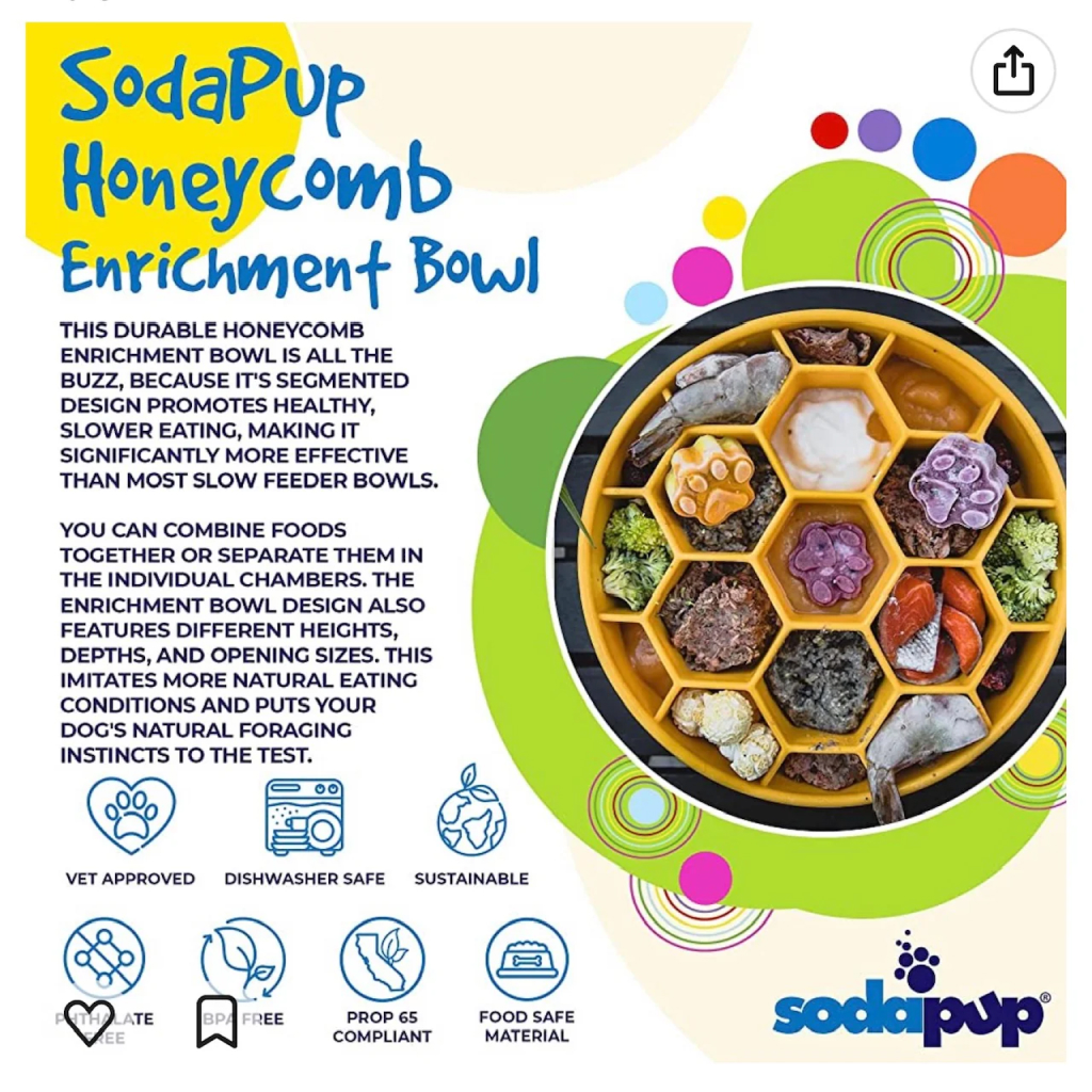 Sodapup Honeycomb Enrichment Deep Slow Feeder Bowl, Yellow image number null
