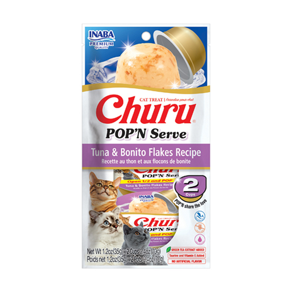 Churu Pop N Serve Tuna & Bonito Flakes Recipe, 2-pk image number null