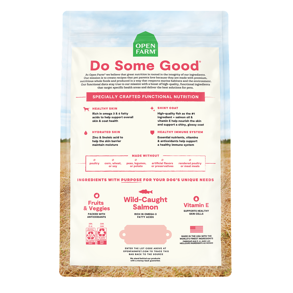 Open Farm Wild-Caught Salmon & Oatmeal Recipe Dry Dog Food, for Skin & Coat Health, 22-lb image number null