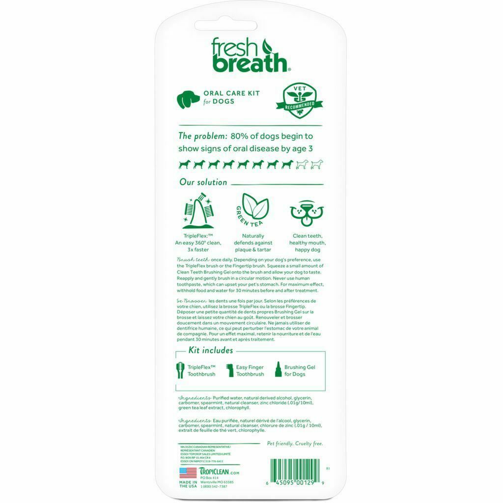 Fresh Breath By Tropiclean Oral Care Kit For Pets, Large - Made In USA image number null