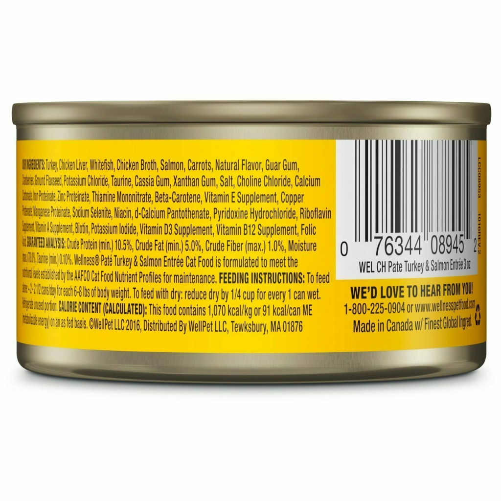 Wellness Complete Health Natural Grain Free Wet Canned Cat Food, Turkey & Salmon image number null