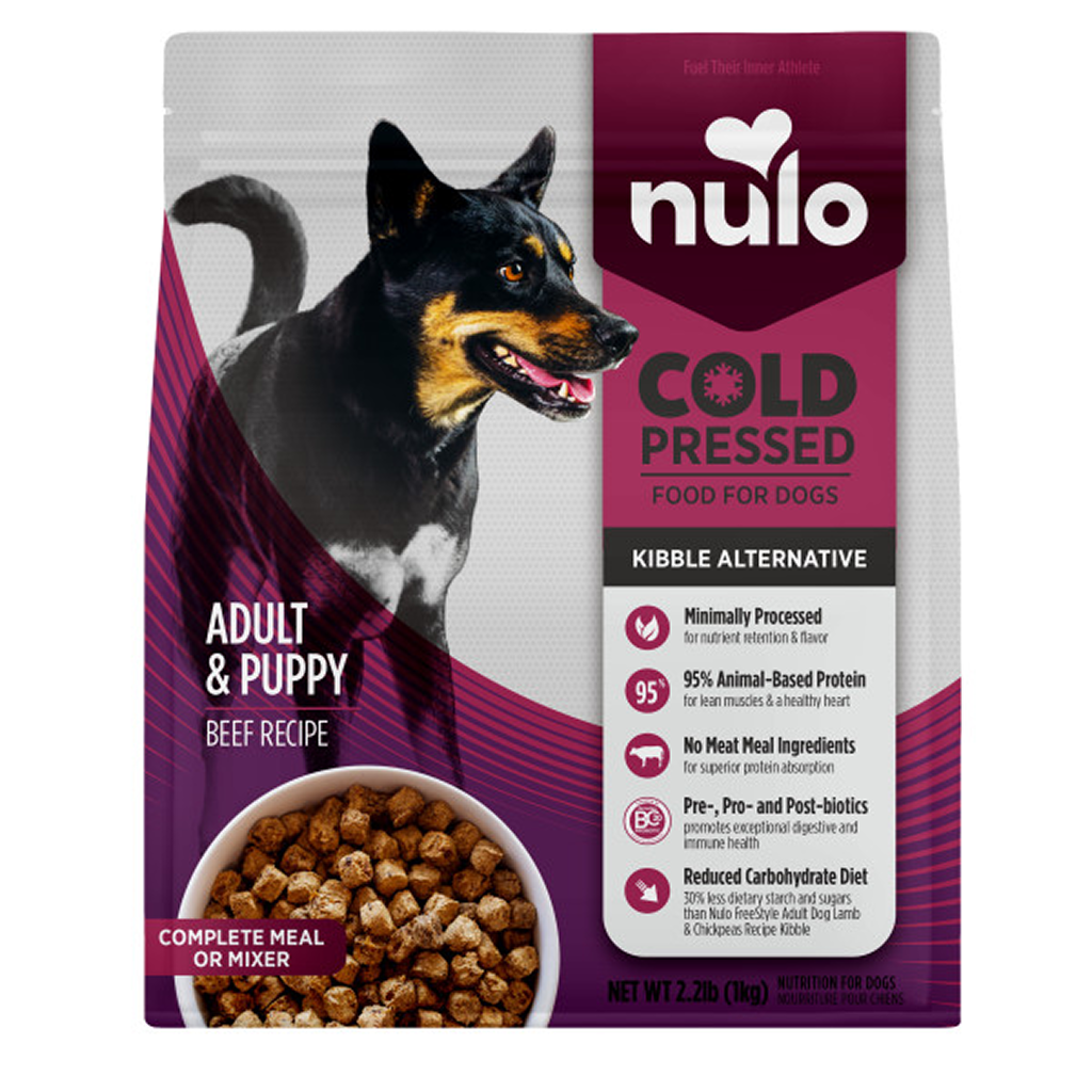 Nulo Cold Pressed Beef Recipe Grain-Free Puppy & Adult Dry Dog Food, 2.2LB Bag image number null