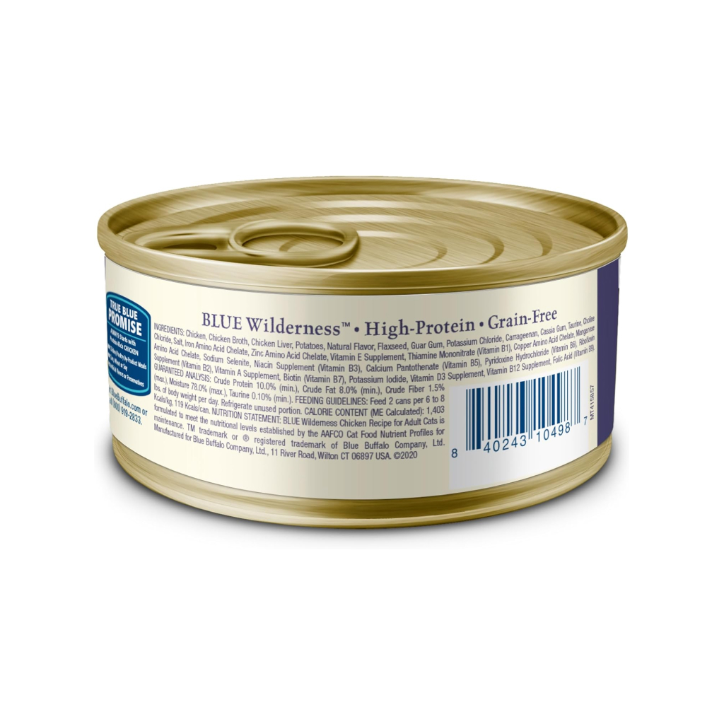 Blue Buffalo Wilderness High-Protein Grain-Free Chicken Paté Recipe Adult Wet Canned Cat Food, 3-oz image number null