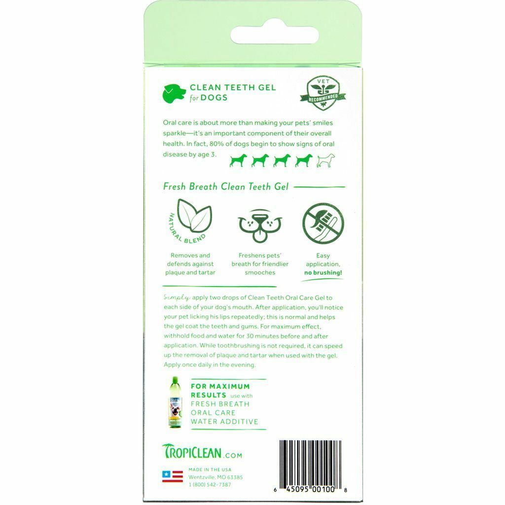 Fresh Breath By Tropiclean No Brushing Clean Teeth Dental & Oral Care Gel For Dogs, 4-oz - Made In USA image number null