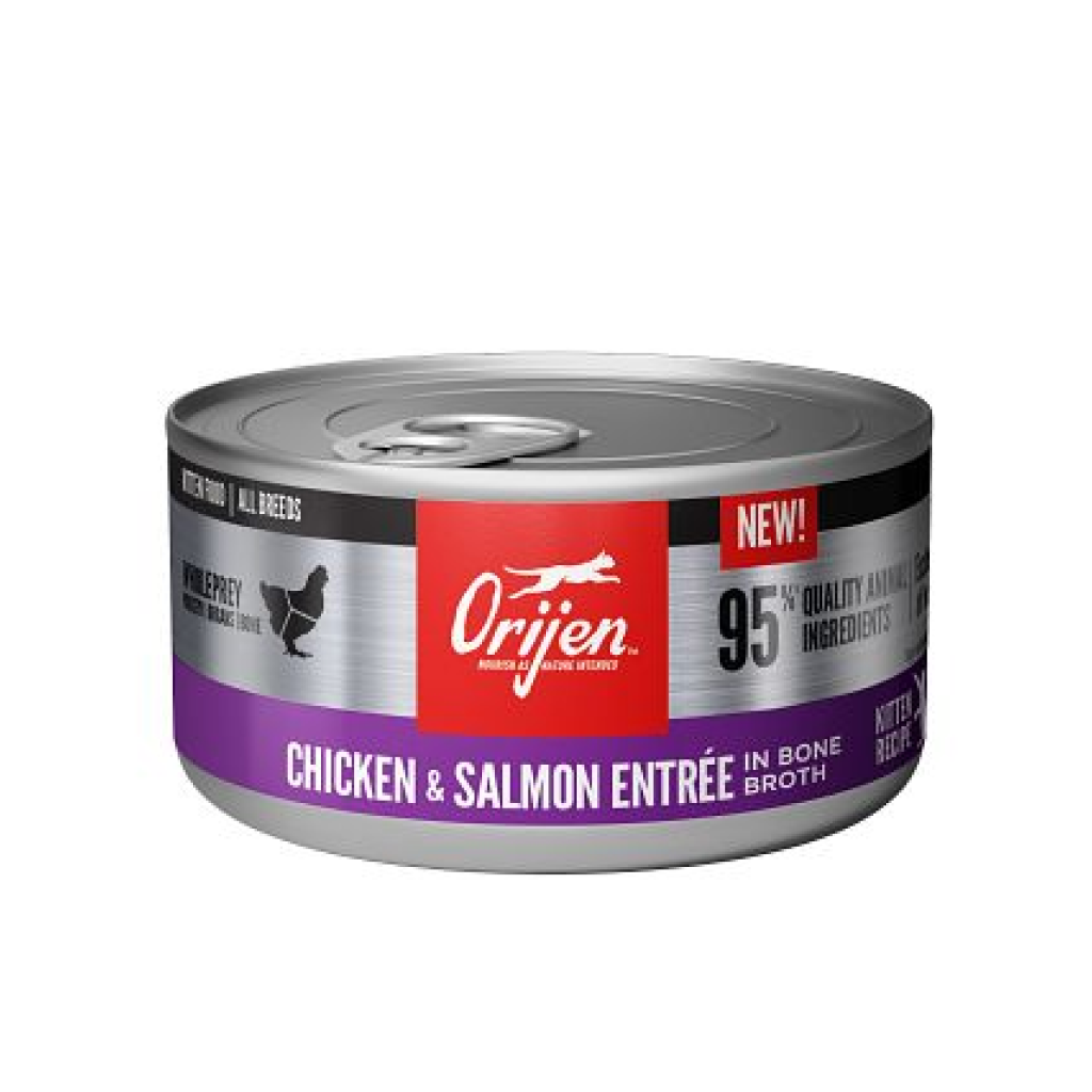 ORIJEN Chicken Salmon Entree in Bone Broth Kitten Recipe 3 oz